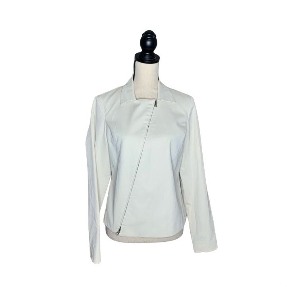 Halogen Ivory Asymmetrical Zip Long Sleeve Jacket Women's Size Medium M